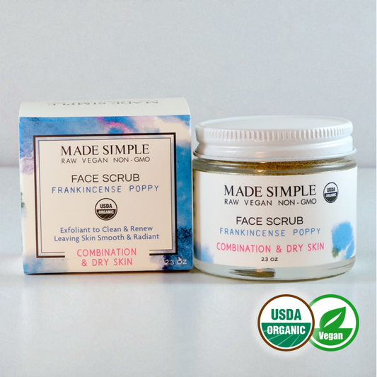 Frankincense Poppy Seed Face Scrub for Combination/Dry Skin - Certified Organic, Vegan & Cruelty-free-0