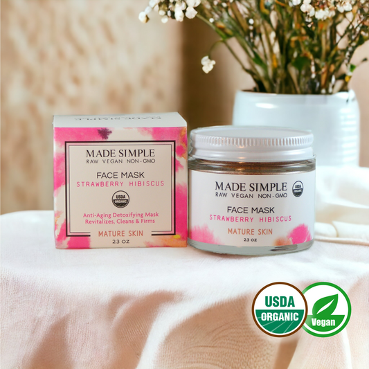 Strawberry Hibiscus Face Mask for Mature Skin - Certified Organic, Vegan & Cruelty-free-1