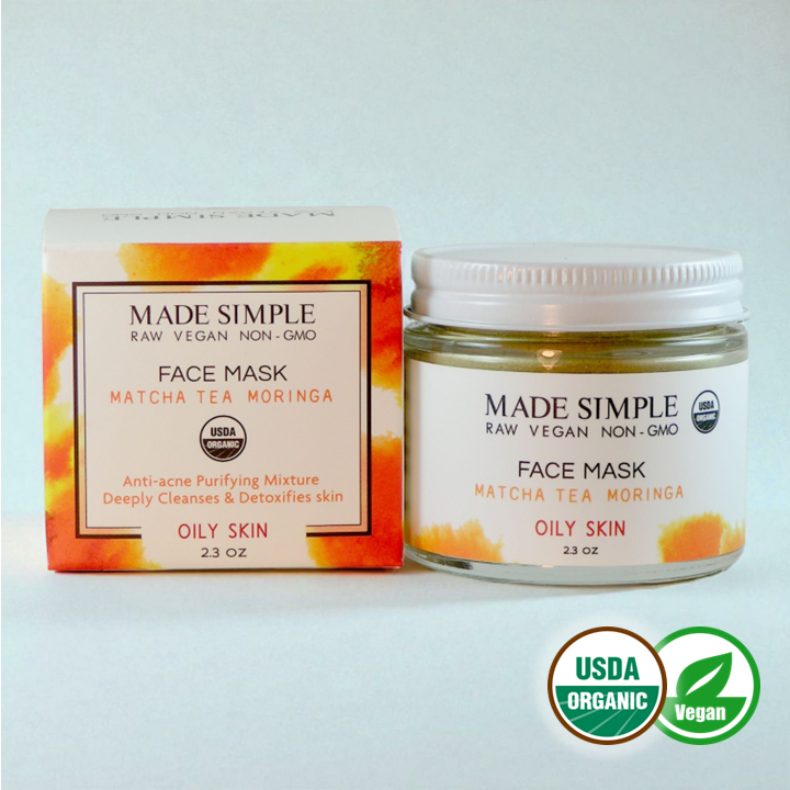 Matcha Tea Moringa Face Mask for Oily Skin - Certified Organic, Vegan & Cruelty-free-0